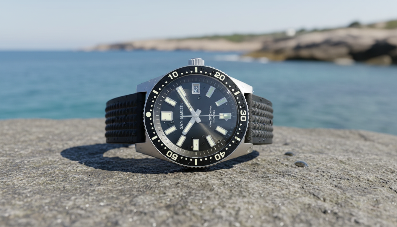 62mas-Style 40mm Automatic Diver Watch: Lume & Rubber