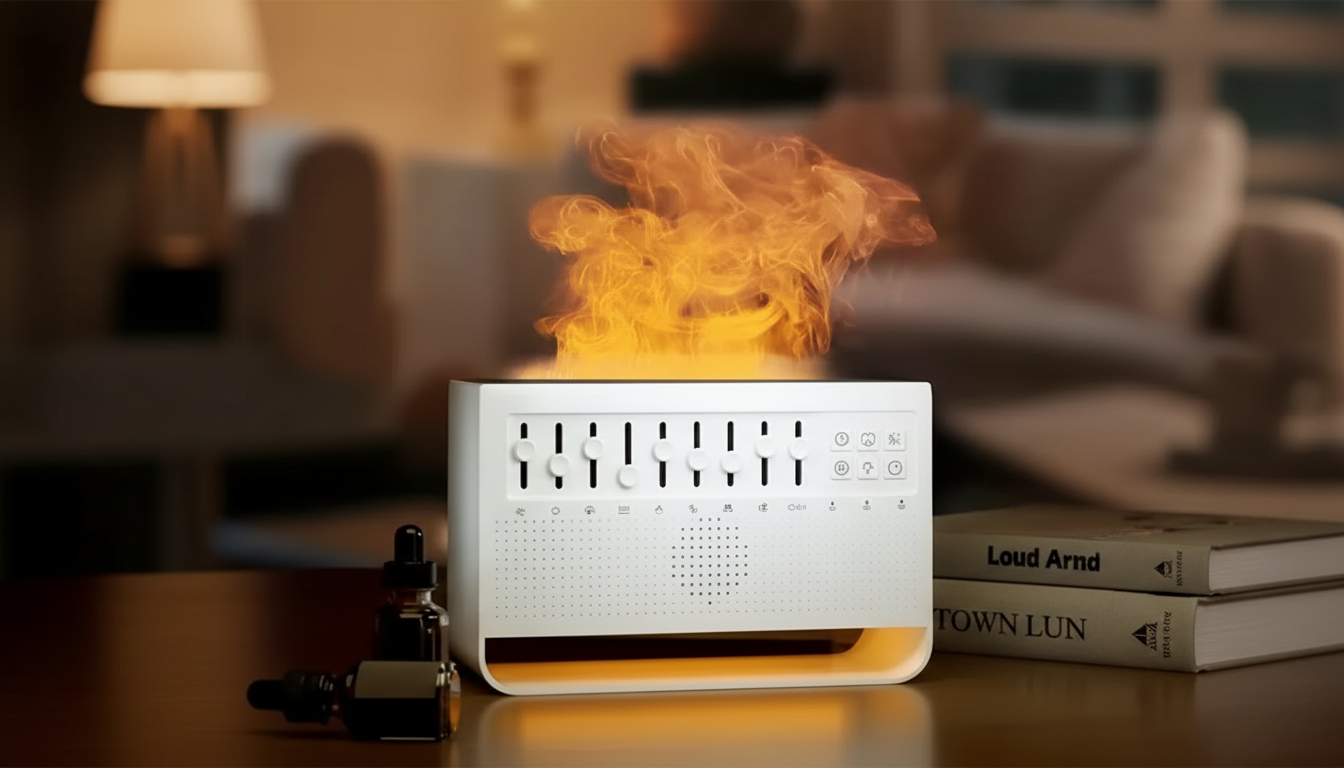 Flame Air Diffuser Humidifier: Bluetooth, White Noise