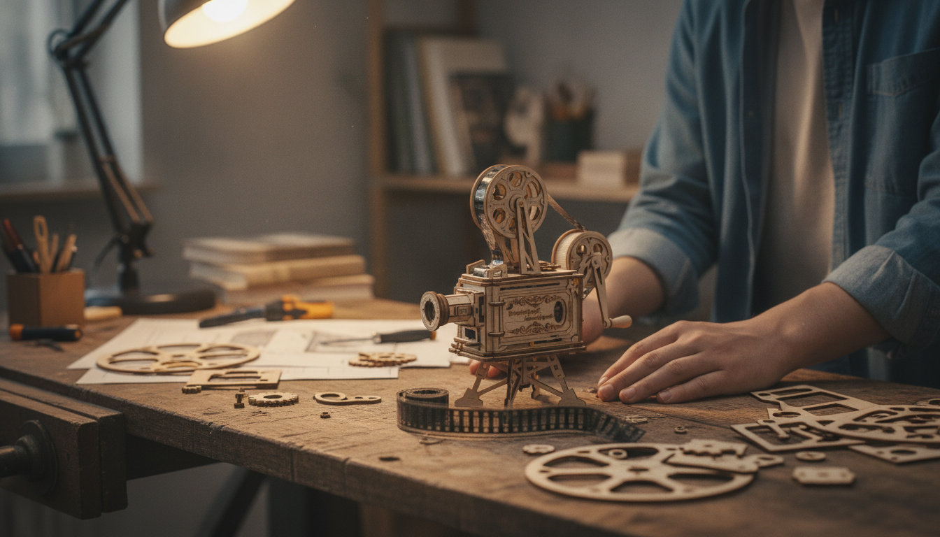 Build a Hand-Crank Retro Wooden Film Projector (183pc)