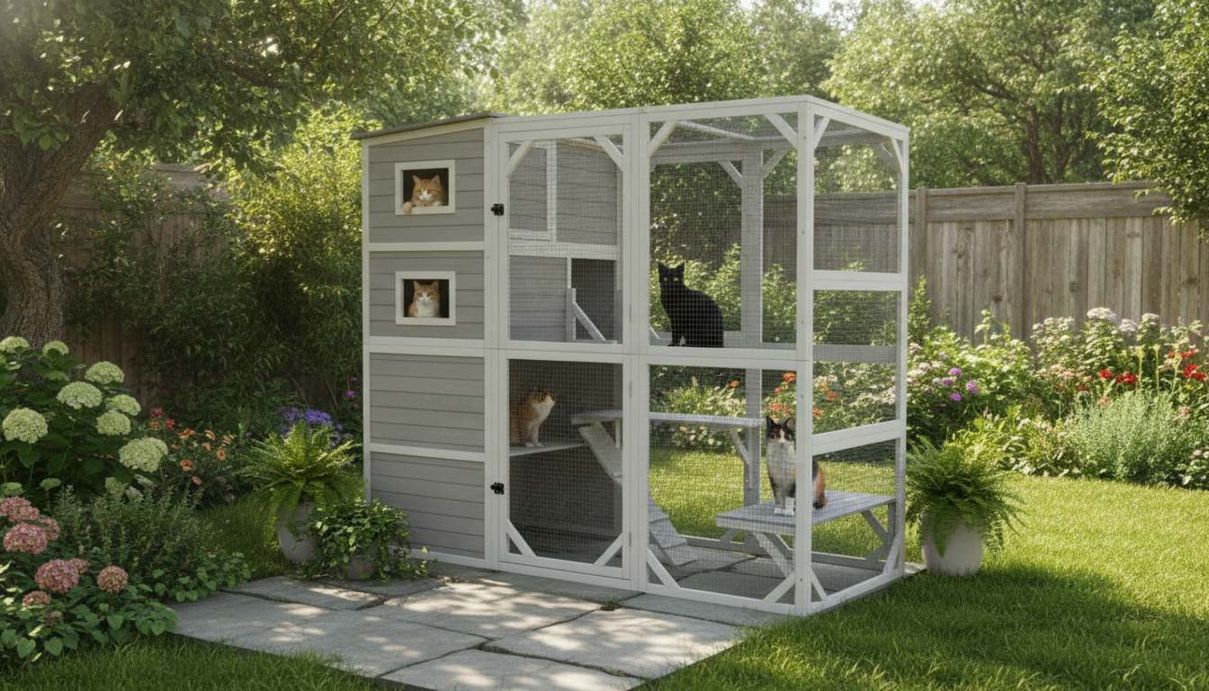 Large 4-Tier Catio: Resting Rooms, Platforms & Safety