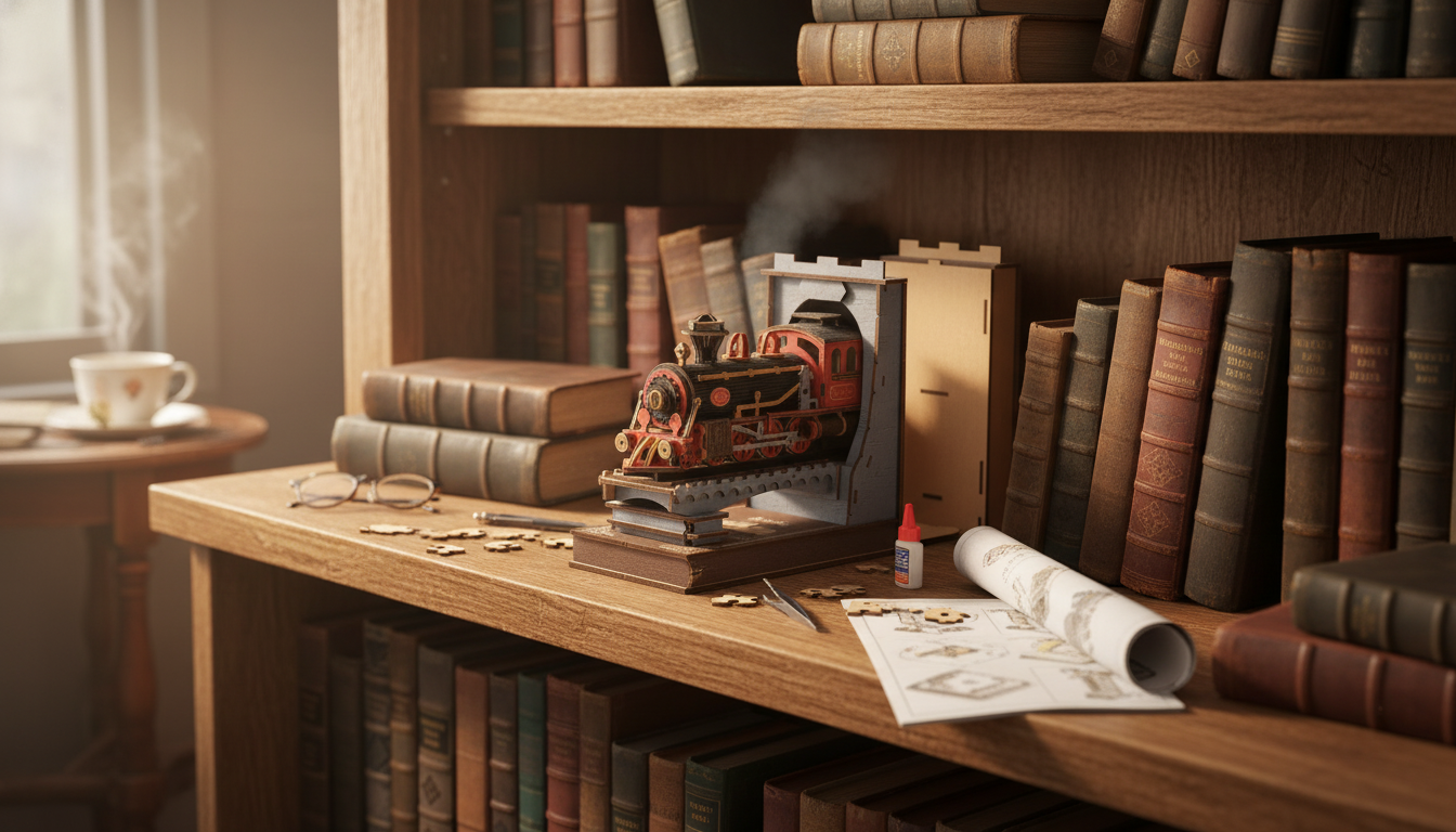 Build a Vintage Train Book Nook: DIY 3D Puzzle Bookend