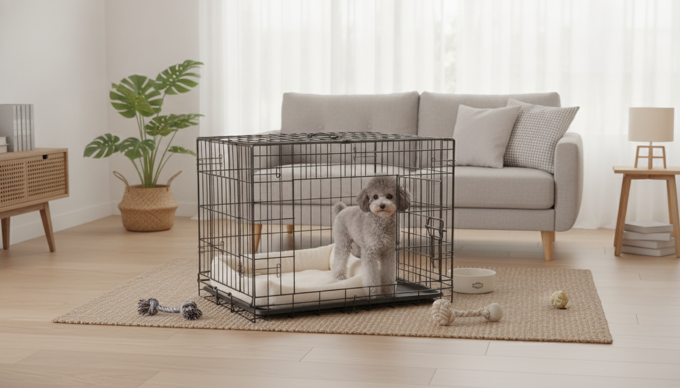 XL Double-Door Folding Wire Dog Cage w/ Leak-Proof Tray